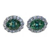 Oval 3.60 ct Green Mystic Topaz Halo Earrings