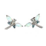 Opal & White Sapphire Dragonfly Earrings