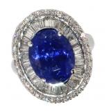 14k Gold 9.00 ct Oval Tanzanite & Diamond Ring