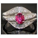 Platinum 1.05 ct Oval Ruby & Diamond Ring