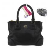 Tory Burch Black Leather Designer Tote Bag