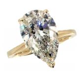 14k Gold 5.00 ct. Pear Lab Diamond Ring