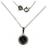 Natural 2.50 ct  Mystic Topaz & Diamond Necklace