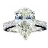 14k Gold 5.10 ct Pear Cut Lab Diamond Ring