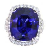 14kt Gold 17.06 ct Sapphire & Diamond Ring