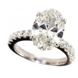 14k Gold 6.18 ct Oval Cut Lab Diamond Ring
