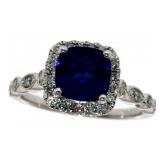 14k Gold 2.25 ct Cushion Sapphire & Diamond Ring