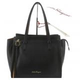 Salvatore Ferragamo Black Leather Amy Shoulder Bag