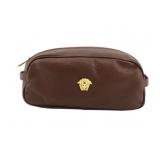VERSACE Brown Leather Medusa Cosmetic Pouch