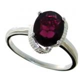 Oval 2.20 ct Natural Garnet & Diamond Ring