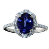 14kt Gold 2.44 ct Oval Sapphire & Diamond Ring