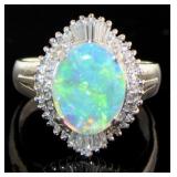 Platinum 1.86 ct Natural Opal & Diamond Ring