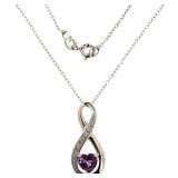 Genuine Amethyst & Diamond Necklace