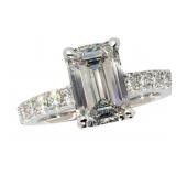 14k Gold 4.57 ct Emerald Cut Lab Diamond Ring