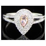 14kt Gold Vera Wang Morganite & Diamond Ring