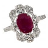 14k Gold 2.26 ct Oval Ruby & Diamond Ring
