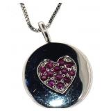 Natural Ruby Heart Disk Necklace