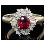 Platinum 1.32 ct GIA Ruby & Diamond Ring