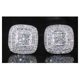 Cushion Cut 1.00 ct Diamond Designer Earrings