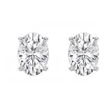 14kt Gold 4.00 ct Oval Lab Diamond Stud Earrings