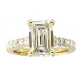 14k Gold 4.54 ct Emerald Cut VVS2 Lab Diamond Ring