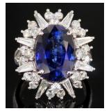 14kt Gold 10.27 ct Sapphire & Diamond Ring