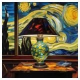 Stained Glass Starry Night 2 Signed by VAN GOGH LT