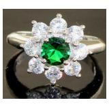 Brilliant Emerald & White Topaz Ring