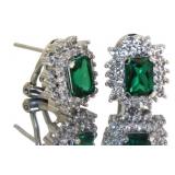 Radiant Cut 3.30 ct Emerald French Lock Earrings