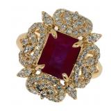 14k Yellow Gold 3.05 ct Ruby & Diamond Ring