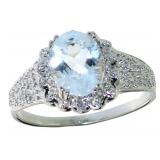 Oval 2.04 ct Aquamarine & Diamond Ring