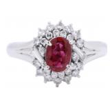 Platinum 1.47 ct GIA Ruby & Diamond Ring