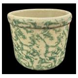 Roseville Pottery Salt Crock Green Splatter