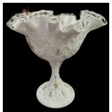 Hand Painted Artist Signed Fenton Silver Crest