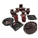 Estate 27 Pc Ruby Glass ALL GOOD