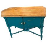 Painted Teal Server wï¿½ Oak Top
