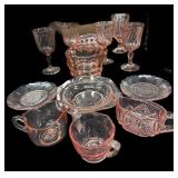 14 Pc Pink Depression Glass ALL GOOD