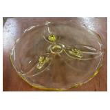 Footed Yellow Depression Cake Plate & Plate