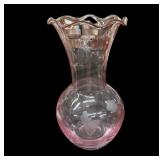 10 ï¿½ Etched Glass Pink Vase