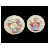 Pair Beautiful Hand Painted Floral Plates