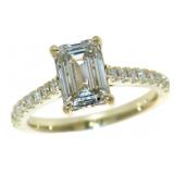 14k Gold 2.88 ct Emerald Cut Lab Diamond Ring
