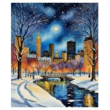 Starlit Snowfall Central Park Canvas Van Gogh LTD