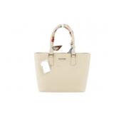 Burberry White Leather Tote Bag With Scarf
