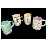 (4) RAE DUNN COFFEE MUGS ABOUT PLANTS
