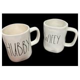 RAE DUNN HUBBY & WIFEY MUGS