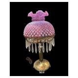 Vintage Fenton Cranberry Opalescent Lamp-Works