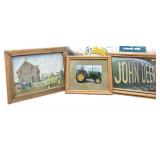 (3) Framed John Deere Pictures