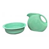 Fiesta Green Water Pitcher & Vegetable Bowl