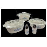 Vintage 9 pc Cornflower Corning Ware in Original