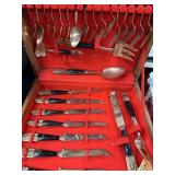 Service For (8)  Goldtone Silverware & Case